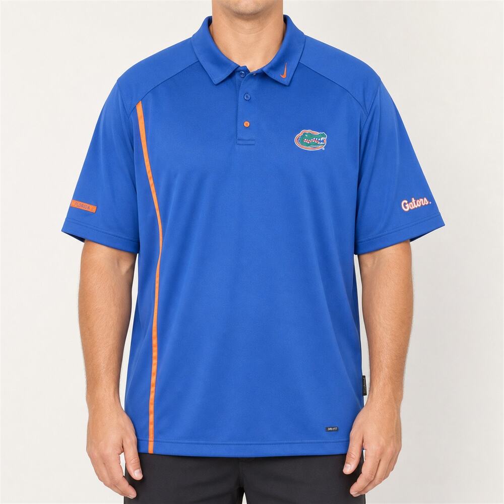 Nike Florida Gators Polo Shirt Mens XL Blue Dri-Fit Short Sleeve
